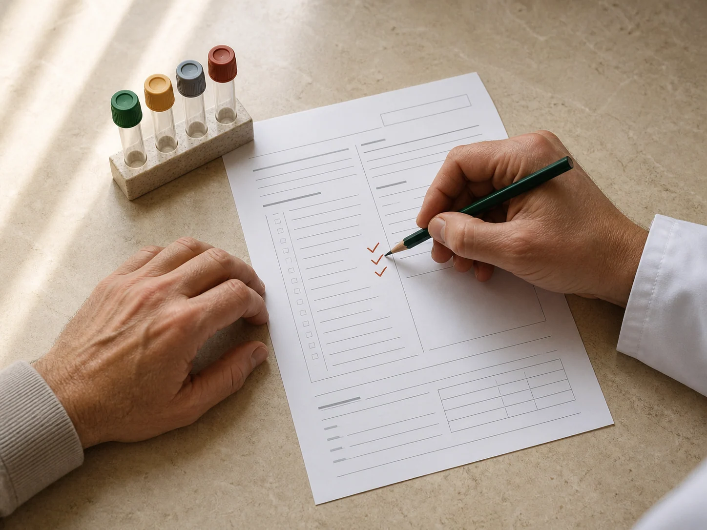 Patient reviewing available laboratory test options in Abu Dhabi
