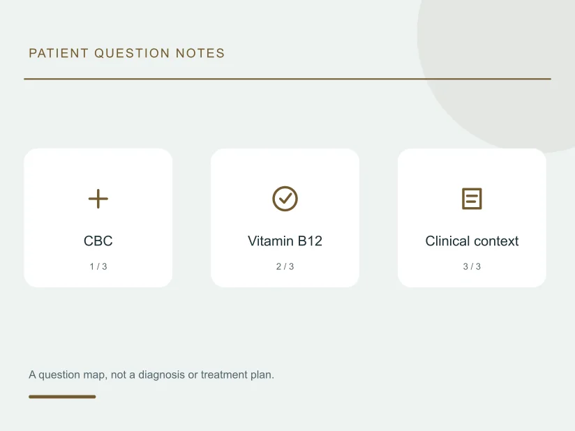 Illustrated planning notes for Vitamin B12 and CBC tests: what differs in Abu Dhabi?